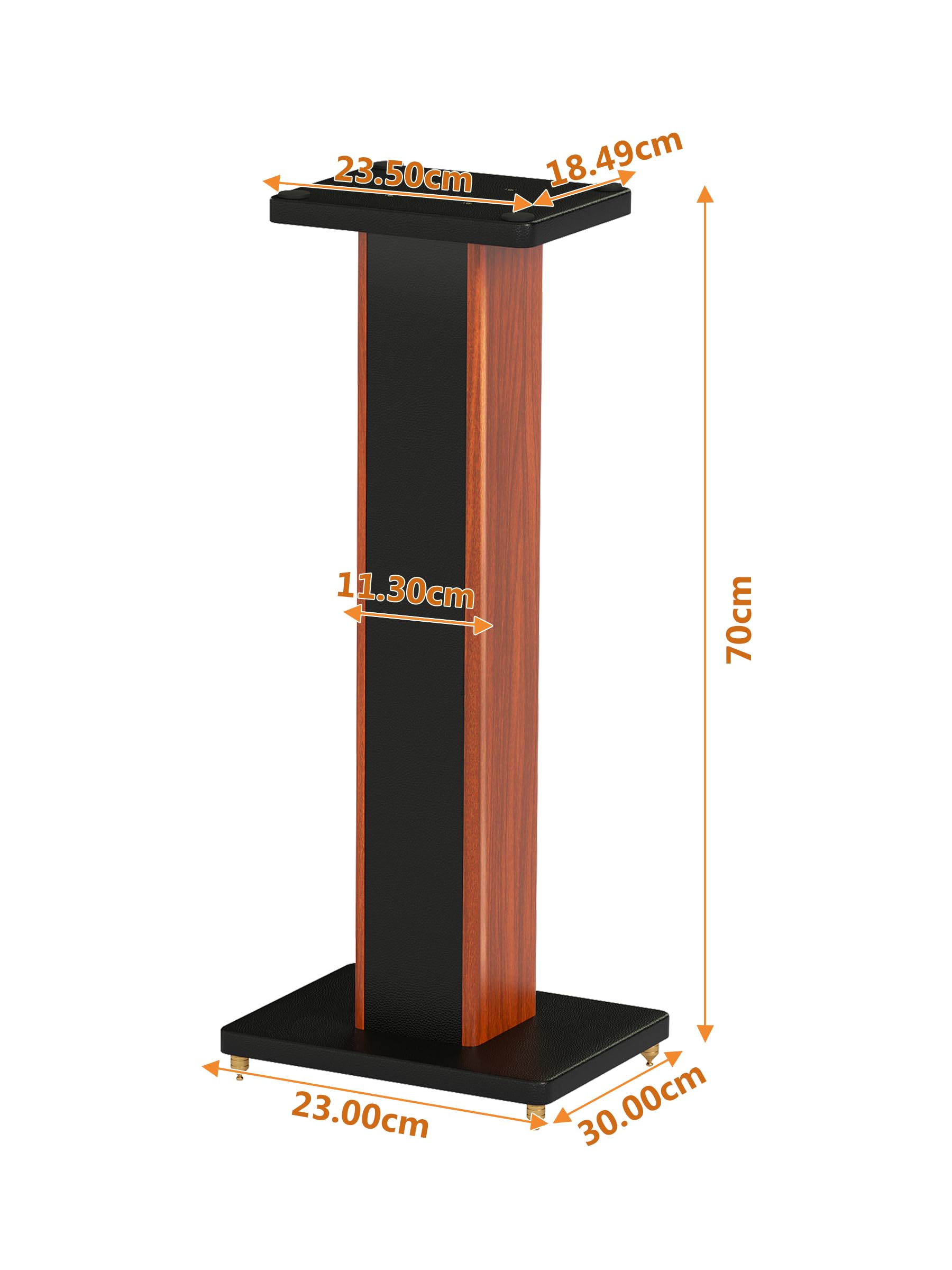 Pair Holz Lautsprecherständer Set, Braun Schwarz Boxenständer Universal (hoch 70cm),Premium Stabile Boxenständer mit Versteckte Kabelführung für Heimkino und Studio