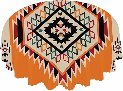IBILIU Mantel redondo de estilo nativo americano, diseño geométrico azteca, suroeste americano, mexicano, tribal, naranja, resistente al agua, de disponible en Yaxa Colombia