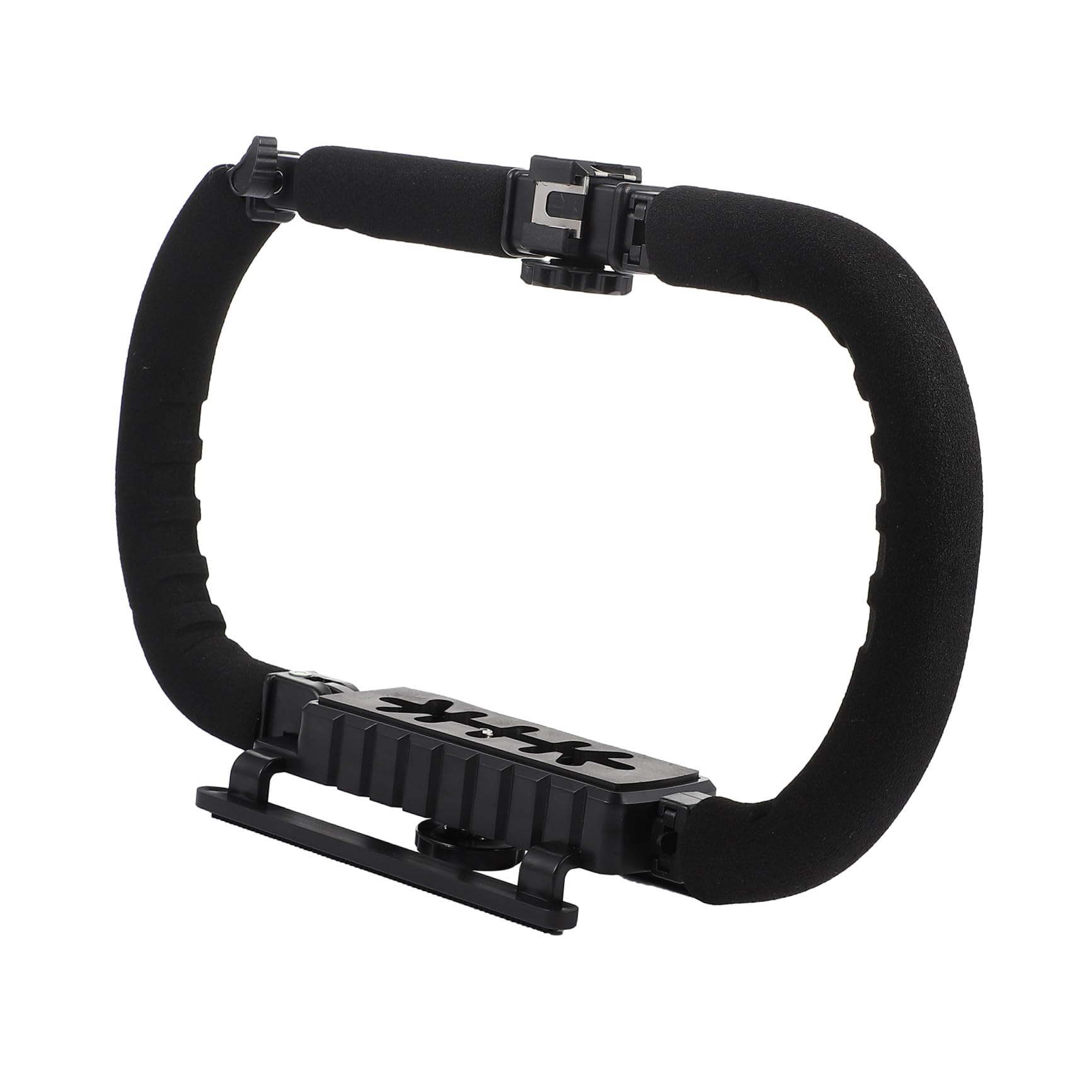 Operitacx Stabilizzatore Video per Fotocamera DSLR Impugnatura in Spugna Antiaffaticamento e Blocco Angolo, Struttura in Metallo e Plastica 3 Porte Hot Shoe per Riprese Stabili