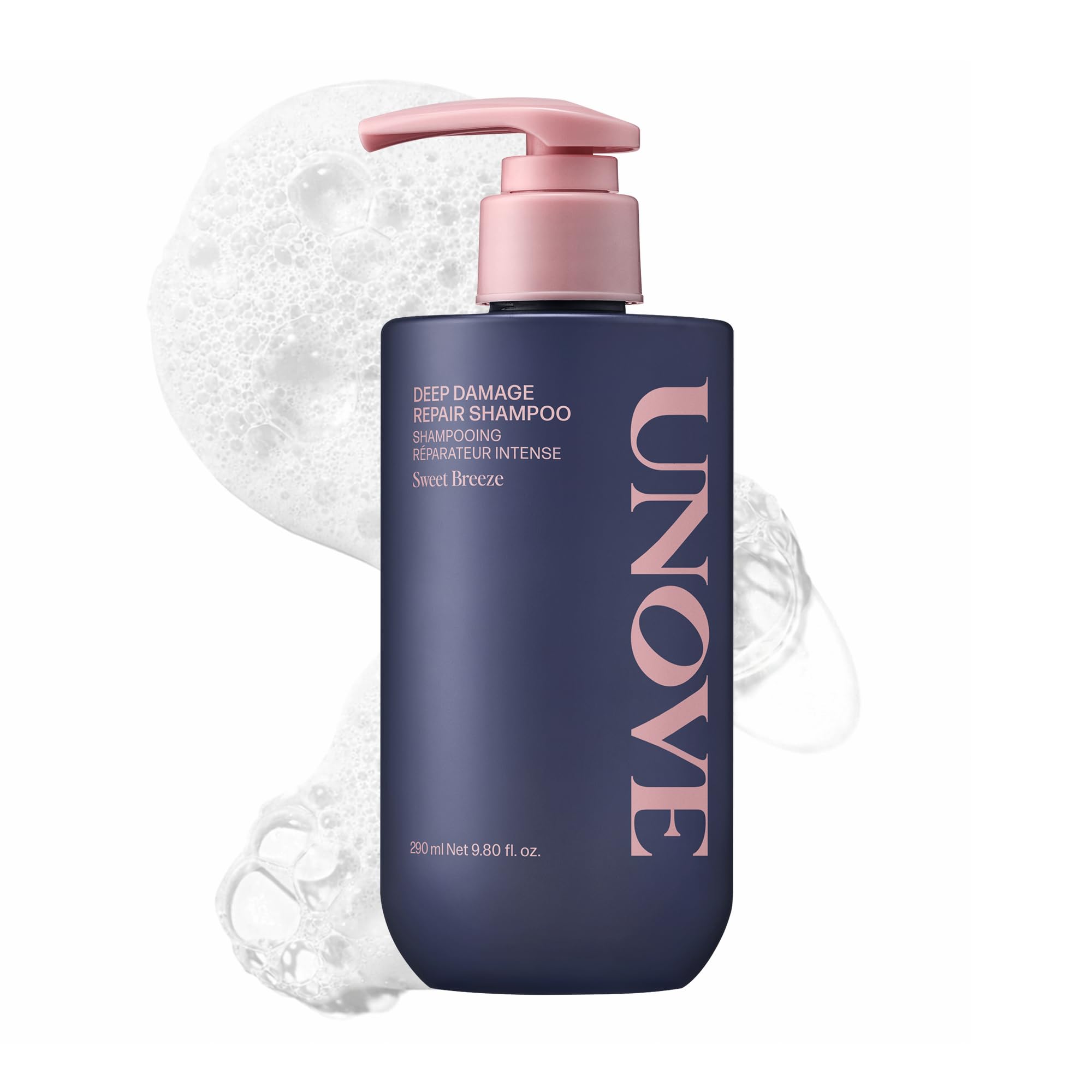UNOVE Deep Damage Repair Shampoo, Hydrating Shampoo for Damaged Hair, Strengthening & Smoothing Cleanse for Soft, Healthy-Looking Hair, Sweet Breeze,