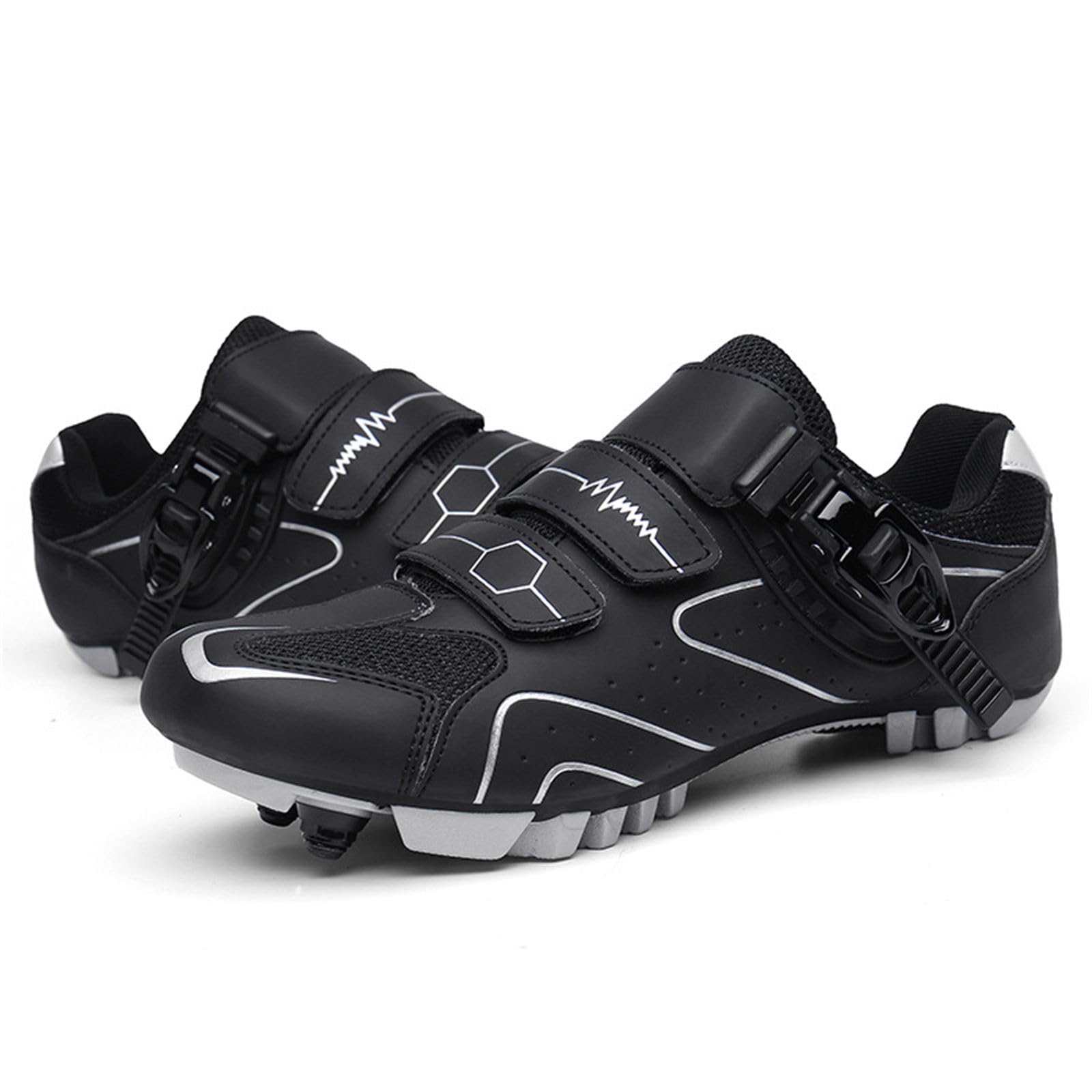 Surwin Zapatos Ciclismo Hombre y Mujer MTB, Zapatillas de Ciclismo con 2 Tornillos y Calas Zapatos Mountain Bike Unisex Antideslizante Transpirable, 36EU-47EU