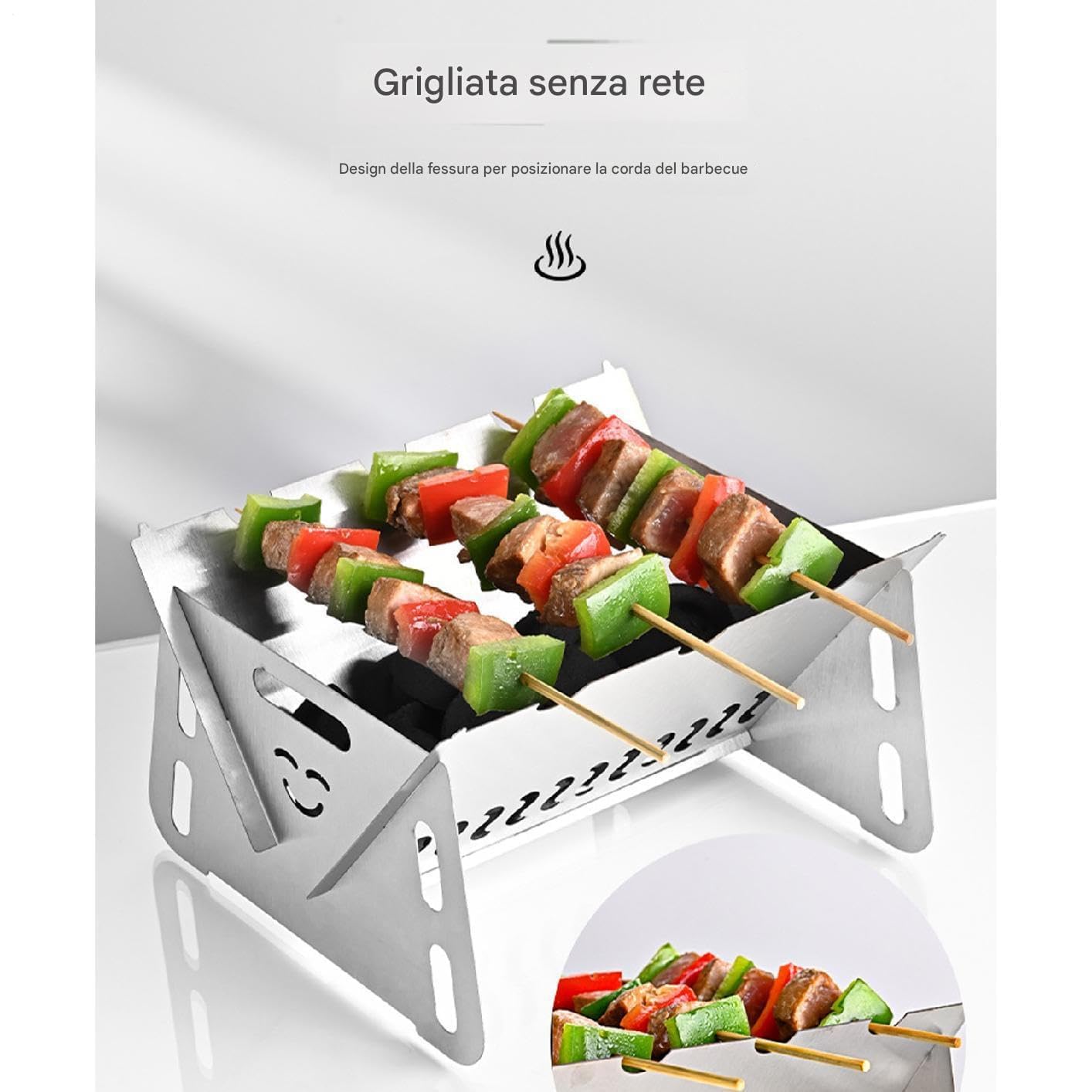 Kompaktowy grill na ognisko ze stali nierdzewnej – przenośny grill do pieszych wędrówek, pikników, plaży, ogrodu, wędrówek z plecakiem, idealny sprzęt do gotowania przy ognisku
