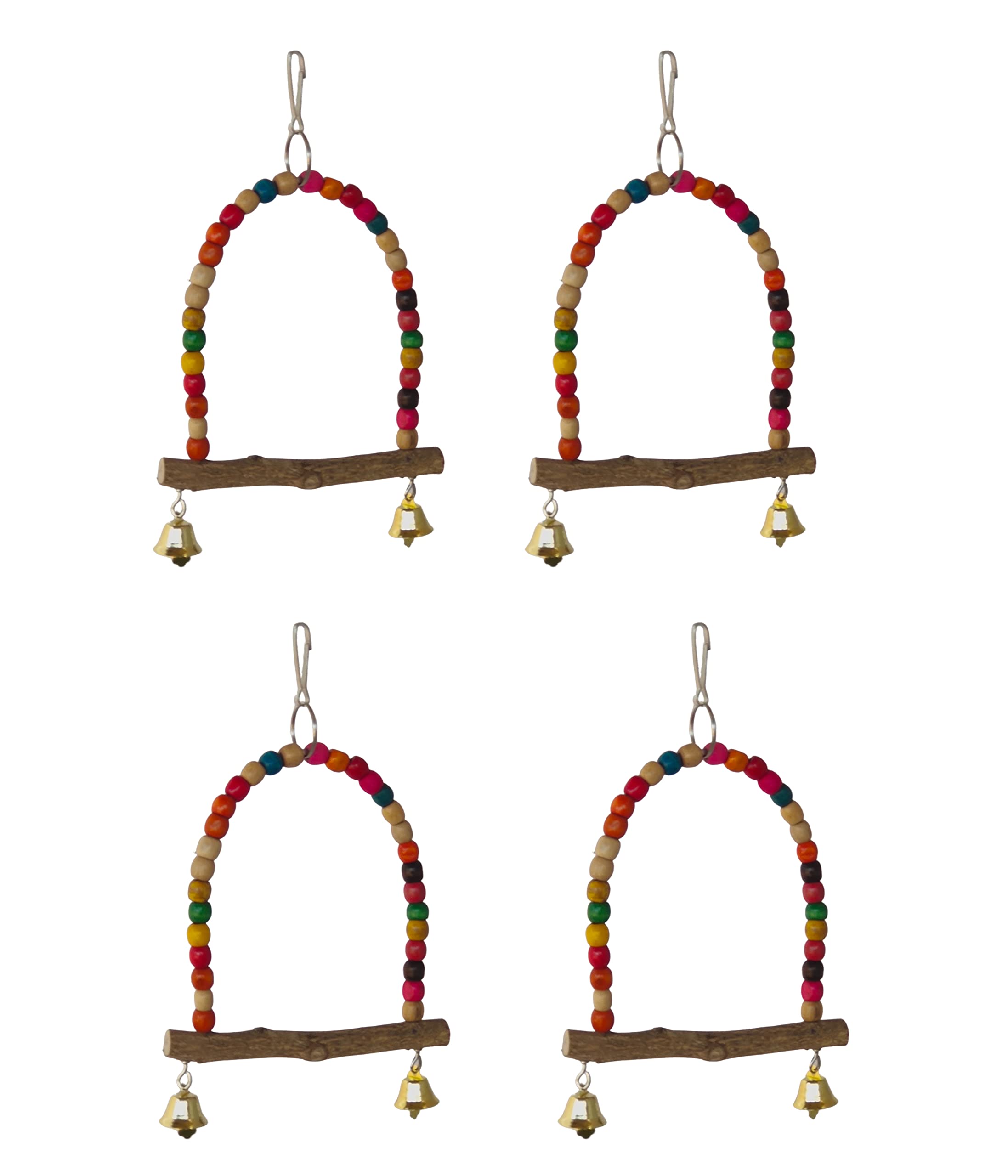 KSK 4 Packs Bird Swing Cage Accessories Bird Swings for Cockatiels conure Bird Swing for Parakeets Small Medium Pet Bird Lovebird Budgie Handmade Natural Wooden colour full beeds Bird Toys cage Accessories (KSKWA005, 1+3) (B08V5HP6JP) Amazon Price History, Amazon Price Tracker