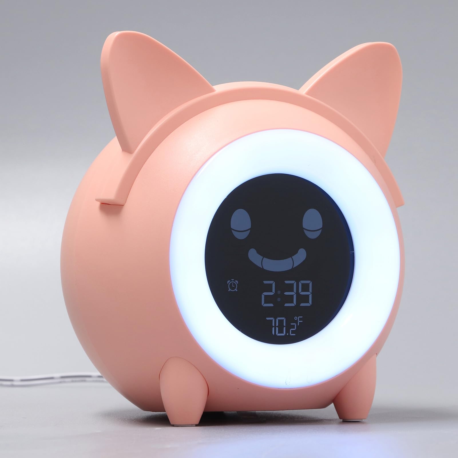 Réveil Chat de Dessin animé, Chronométrage Numérique au Design Adorable avec Veilleuse pour l'entraînement au Sommeil des Enfants (Pink)