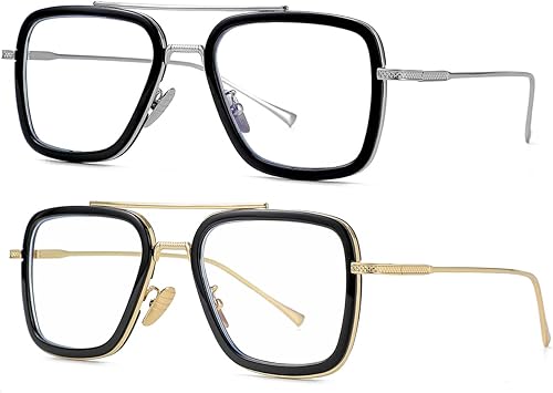 Miniatura 3 de Lentes de bloqueo de luz azul estilo Tony Stark para hombres y mujeres, lentes retro con marco de metal de Iron Man y Spider-Man