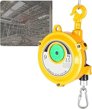 PUMPIE Retractable Spring Balancer Screwdriver Hanger Wrench Steel Wire Rope Measuring Tool for Assembly Line, Retractable Self-Locking Spring Balancer for Factory Workshop Machinery Size 9-15kg
