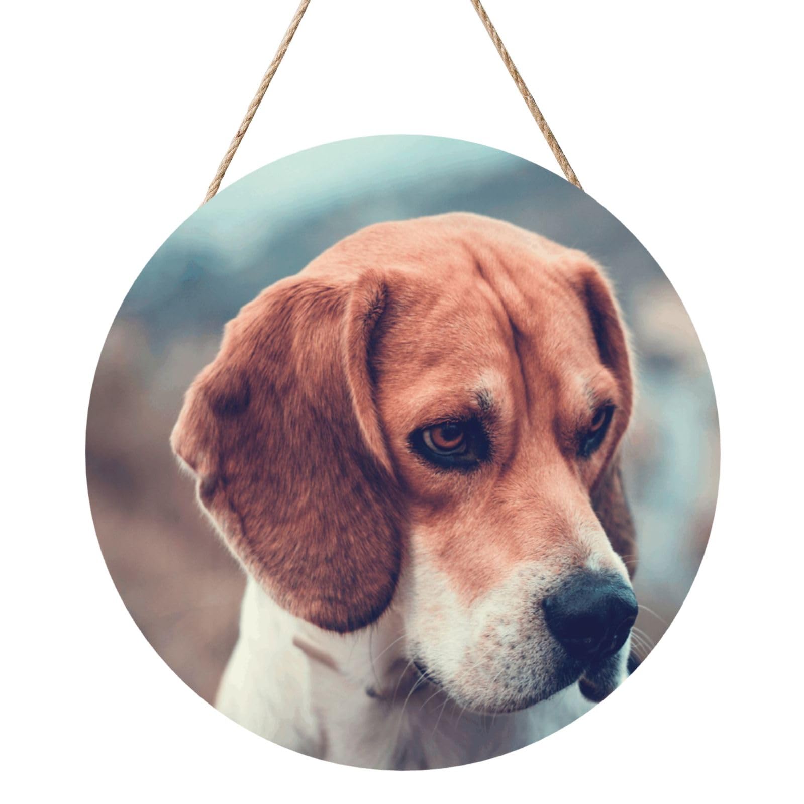 InOmak Beagle Puppy Dogs Pets Beagle, Round Wood Panel Painting 12 in, Wall Hanging Painting For Home