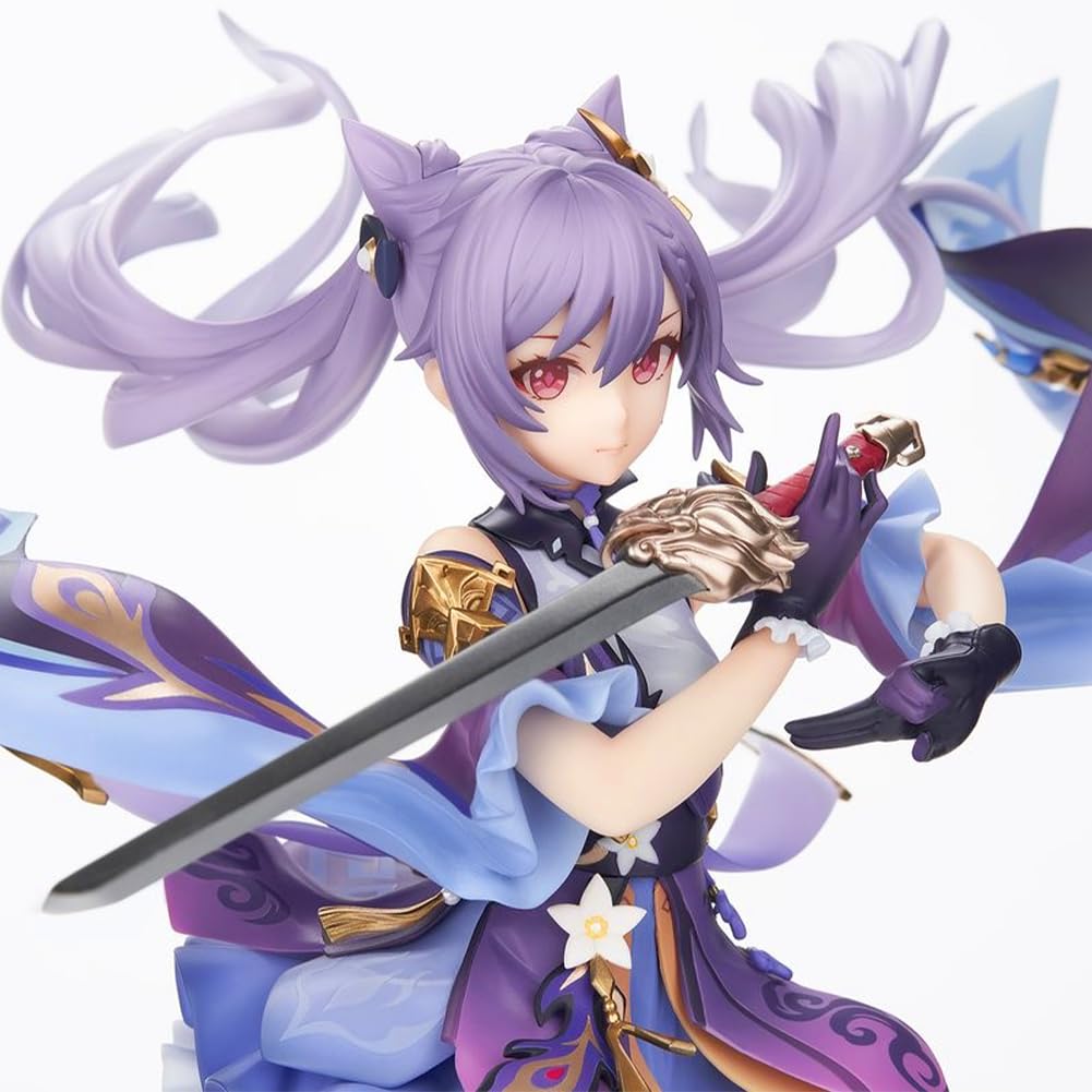 Statua di Keqing - Scultura Anime da 24 cm, personaggio da cartone animato, action figure, pezzo da collezione fatto a mano, regali di Capodanno