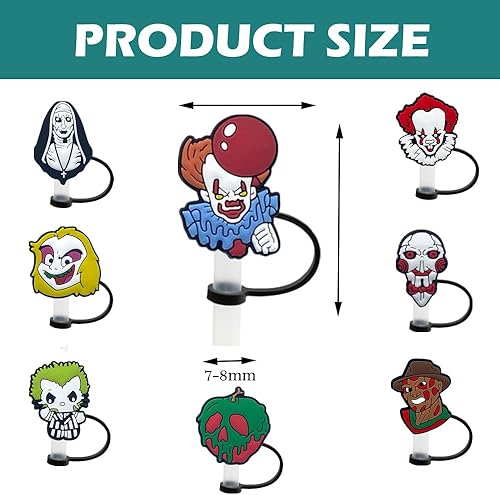 Miniatura 2 de Juego de 8 tapas de popote divertidas, para popotes de 0.276-0.315 in, reutilizables, de silicona, compatible con vaso Stanley de 30 onzas y 40