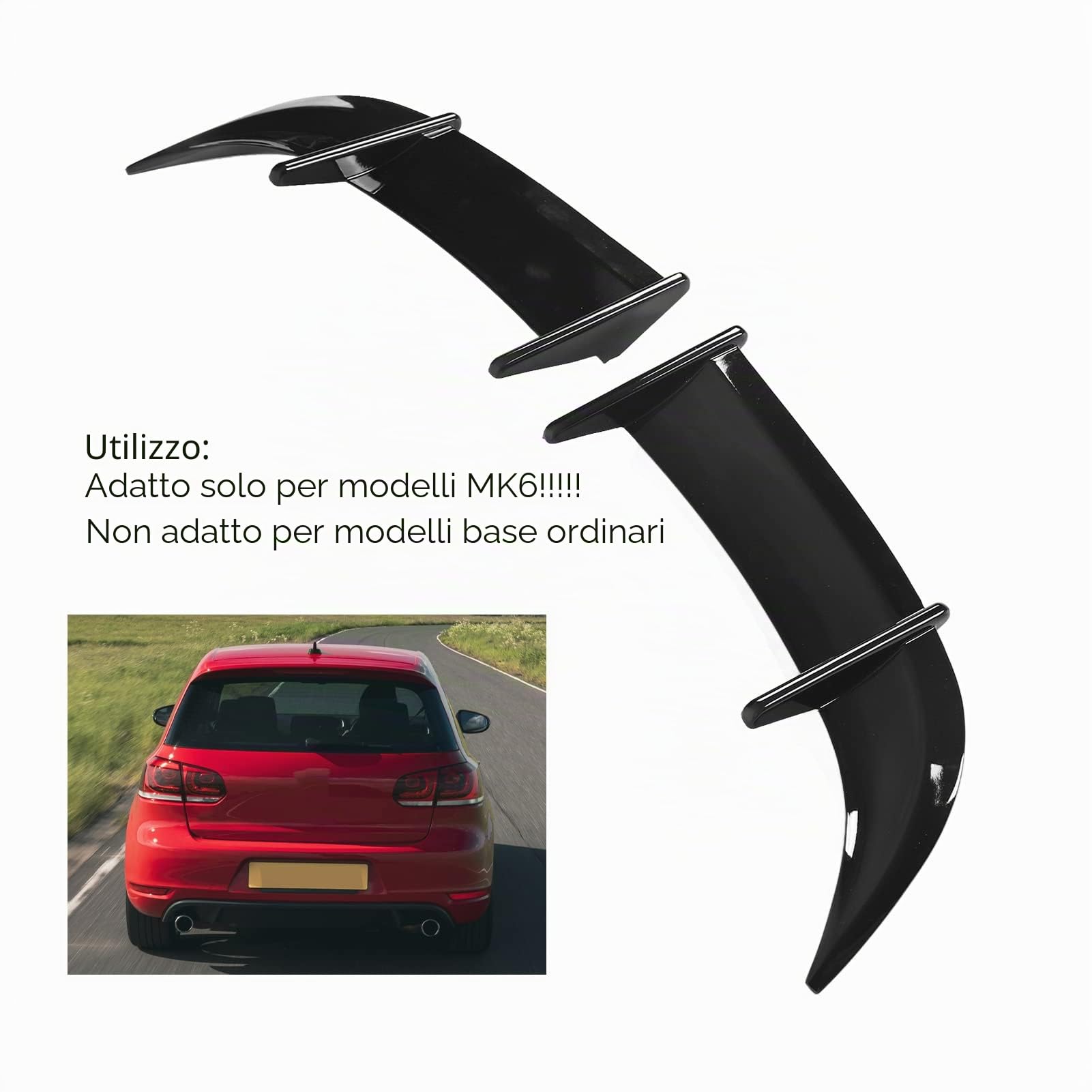 ZJchao Spoiler Universale, ABS WITH LUSE ACCESSORI ESTERNO AUTO ALONON UNIVERSAL DEPORTIVO PARA AUTO PER TRUNK (nero lucido)