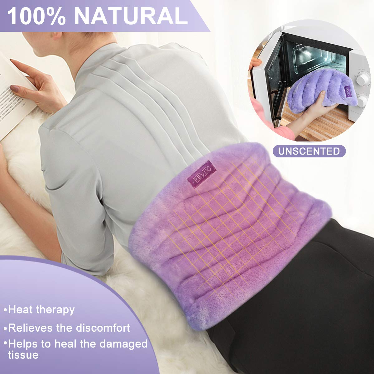 REVIX Microwave Heating Pad for Back Pain and Cramps Relief with Moist