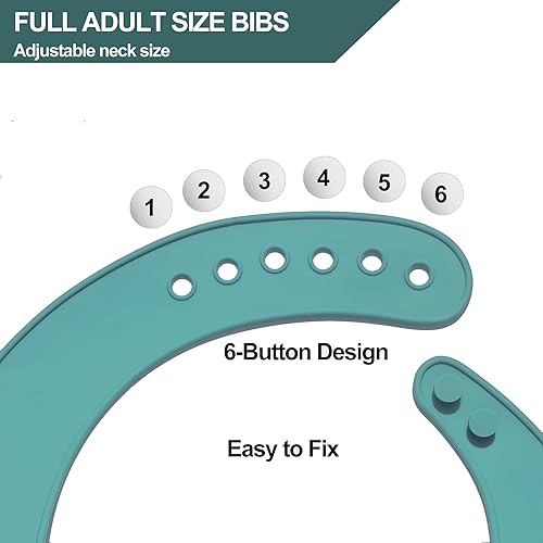 Miniatura 4 de Baberos de silicona para adultos, baberos ajustables y lavables para hombres y mujeres mayores, impermeables para ancianos con atrapador de migas