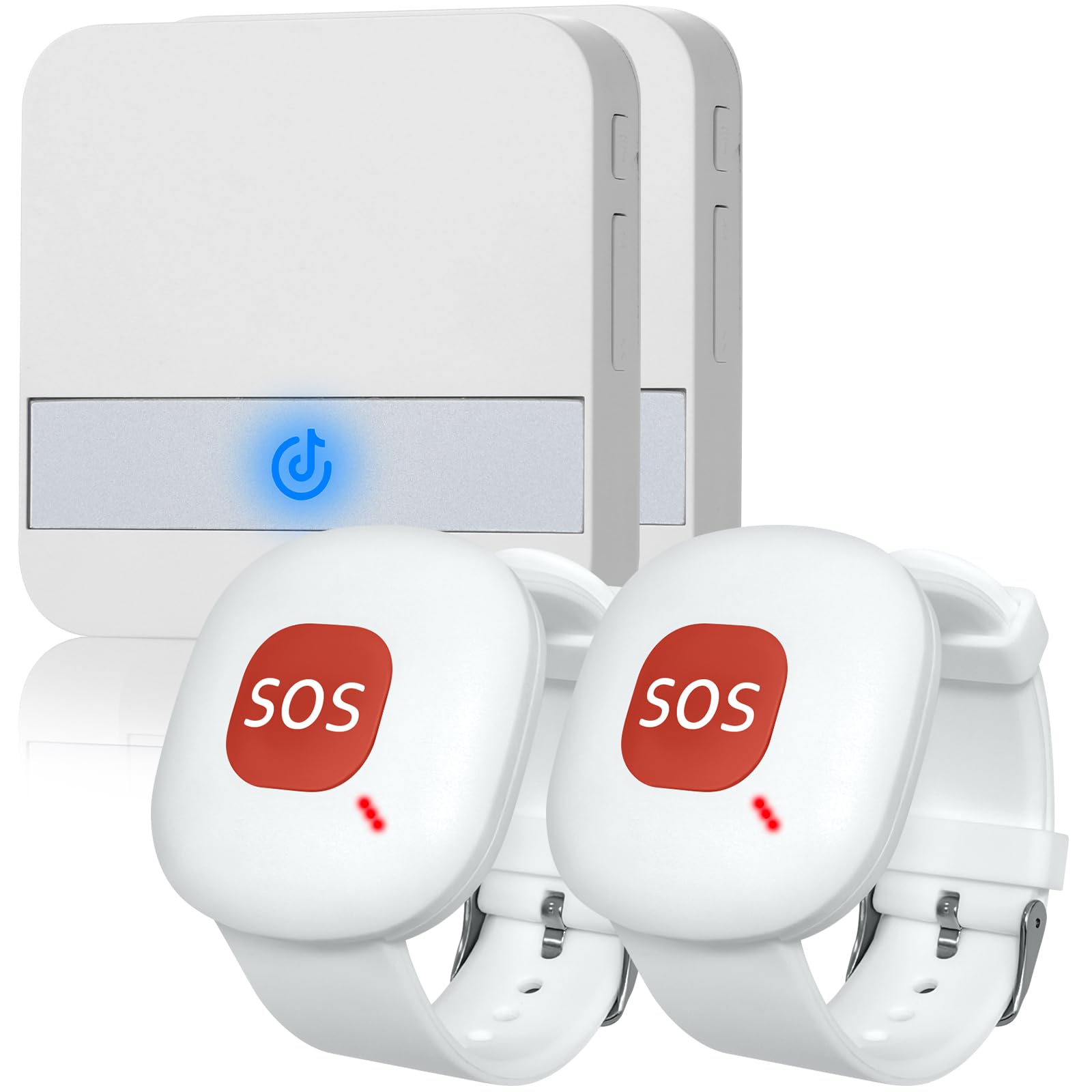 Buscapersonas inalámbrico para cuidadores, Alarma Móvil Inalámbrica para Casa con Muñeca Botón De Emergencia, Plug-in, Alarma De Pánico, Alarma Inalámbrica para Personas Mayores (2 a 2)