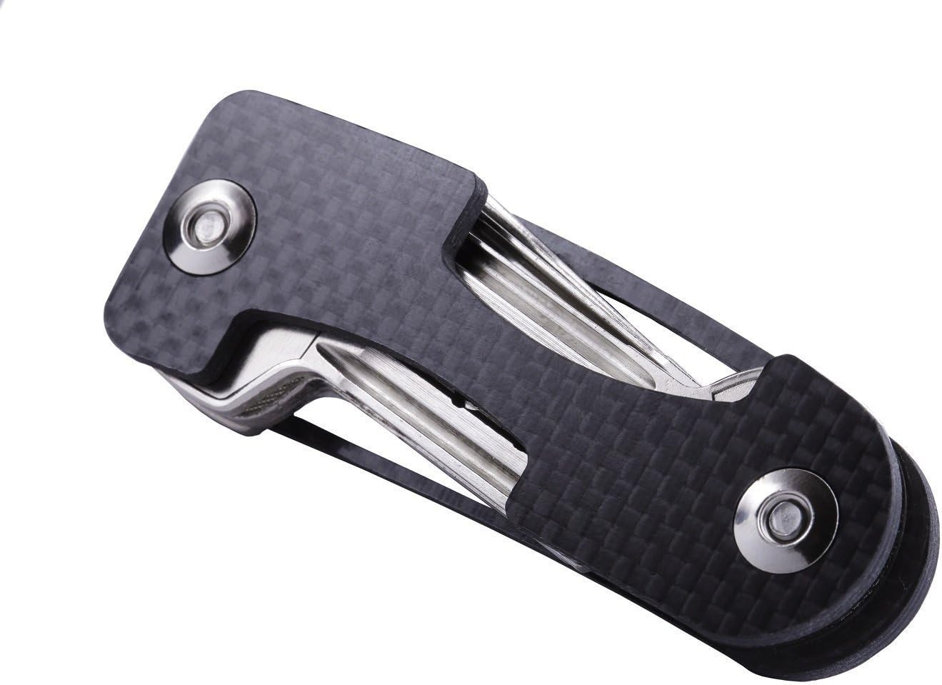 COMPACT KEY HOLDER KEYCHAIN – PREMIUM QUALITY KEY ORGANIZER KEYCHAIN - COMPACT KEYCHAIN FOR 6 KEYS – FREE CARD LEATHER WALLET ORGANIZER BY THE RIGHT CHOICE