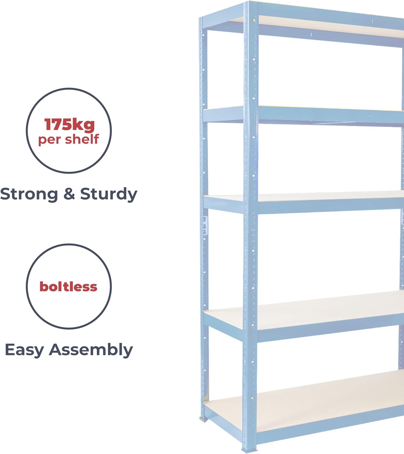 G-Rack Garage Shelving Unit: 180cm x 90cm x 30cm, Single Bay, Blue 5 Tier Unit, 175kg Load Weight Per Tier (875kg Per Rack) for Your Garage, Elsewhere! Shelf Unit, Van Racking