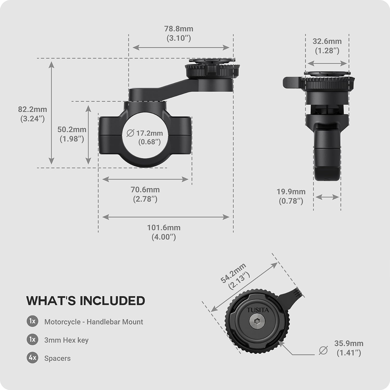 TUSITA Supporto per Telefono da Moto Compatibile con Quad Lock Smartphone Custodia