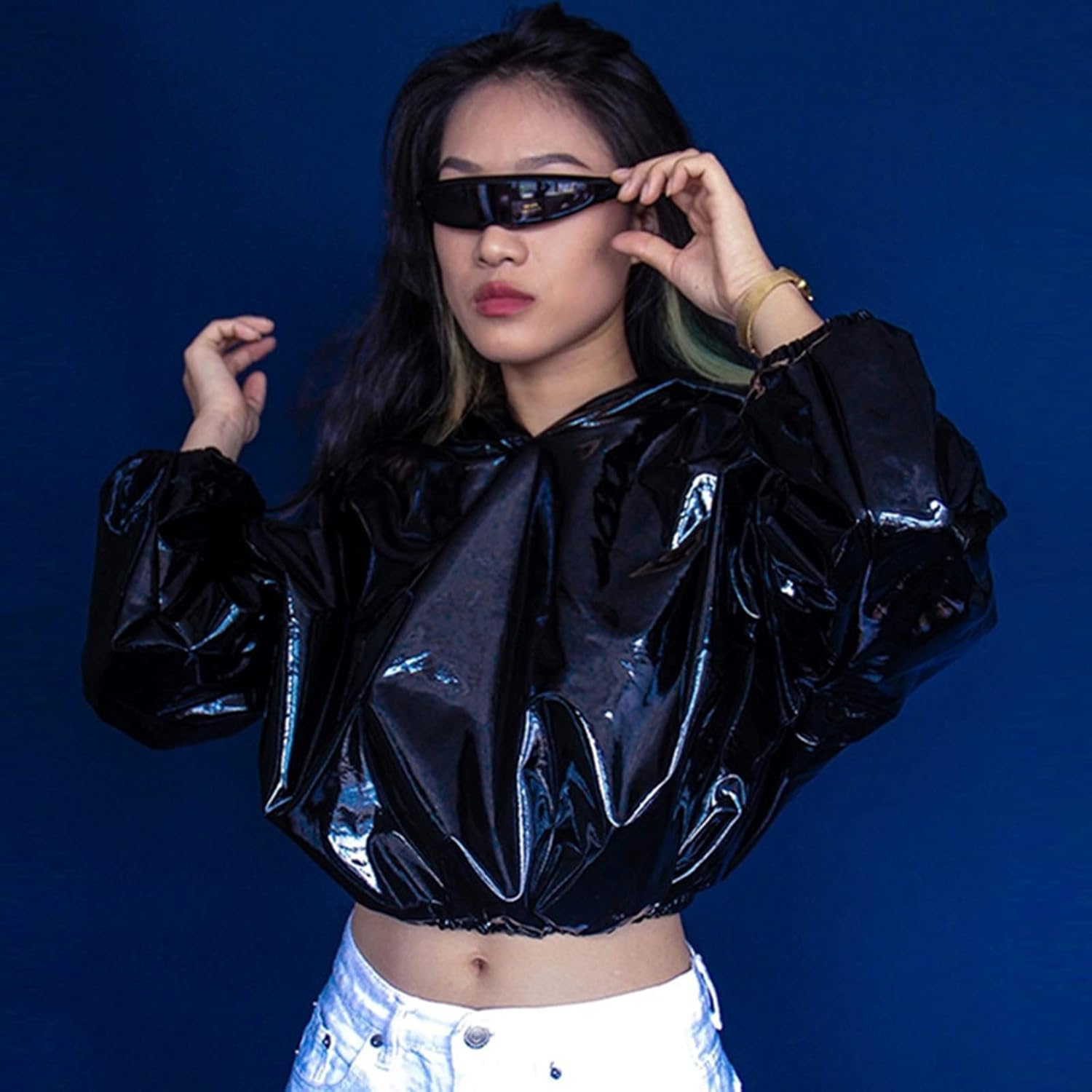 KFPH Futuristic Narrow Sunglasses Robot Space Rave Futuristic Glasses Personality Cosplay Cyclops Cool Glasses - Image 4