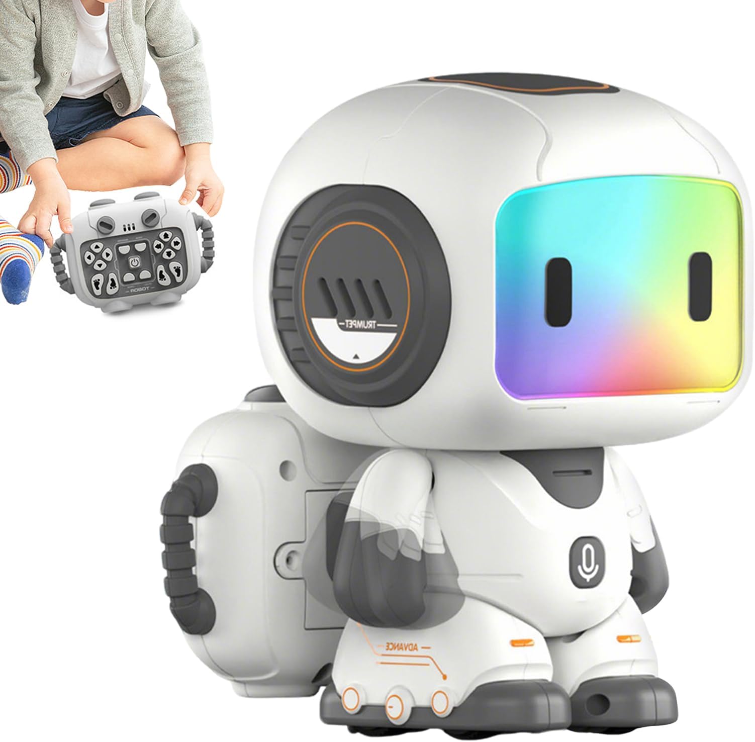 Robot Toy - Remote Control Robot - Programmable Rechargeable With Light Music, Intelligent Rechargeable Interactive Robots With Touch-screen | STEM Educational Gift For Boys And Girls 16x9x10cm