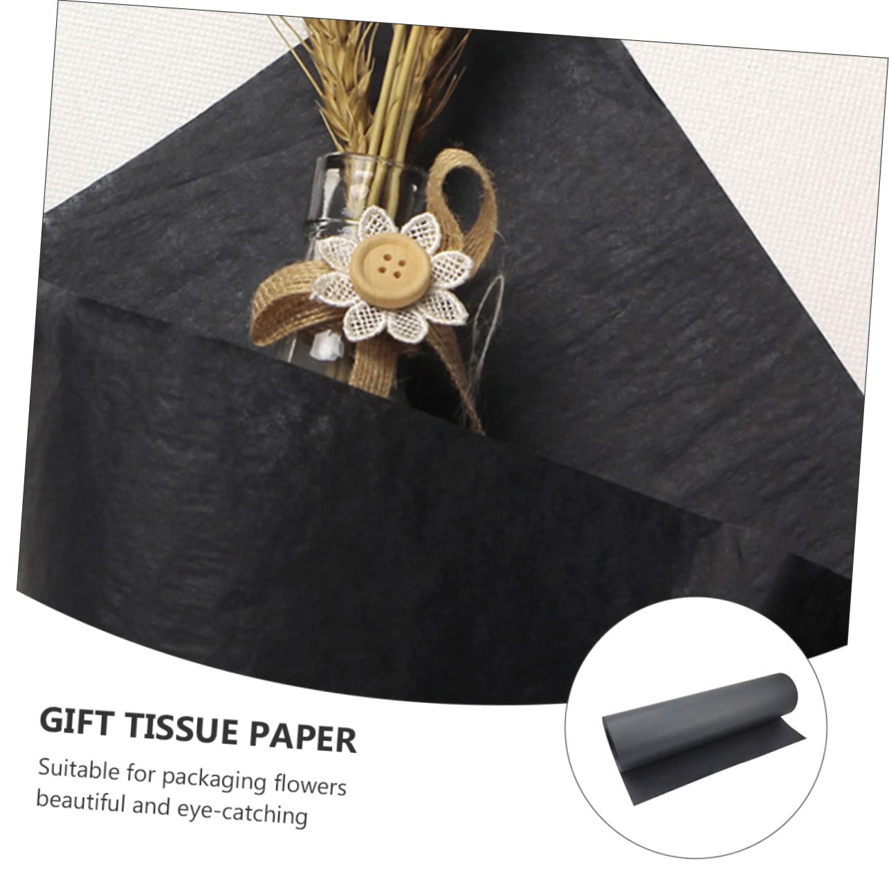 STOBOK Schwarzes Geschenkpapierrolle aus Hochwertigem Kraftpapier Blumenpapier zum Verpacken von Geschenken Dekoratives Packpapier für Fotos und Bastelarbeiten