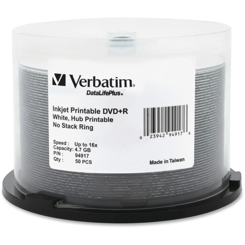 Verbatim DVD+R 4.7GB 16X DataLifePlus White Inkjet Printable, Hub Printable - 50-image-22