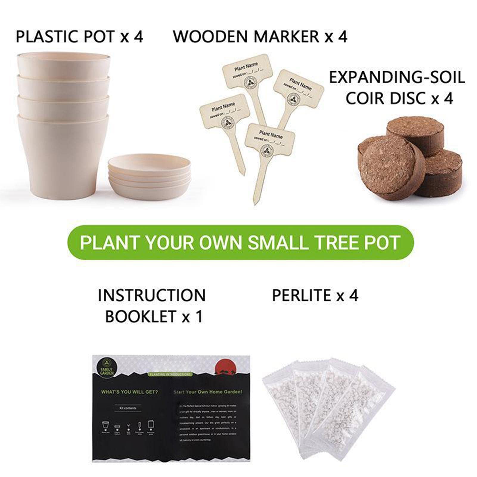 Kit de culture d'herbes de bonsaï, kit de plantation de plantes d'herbe intérieure, kit de croissance du jardinage novice, kit de démarrage en croissance de plante intérieure, DIY Kit de culture de cu