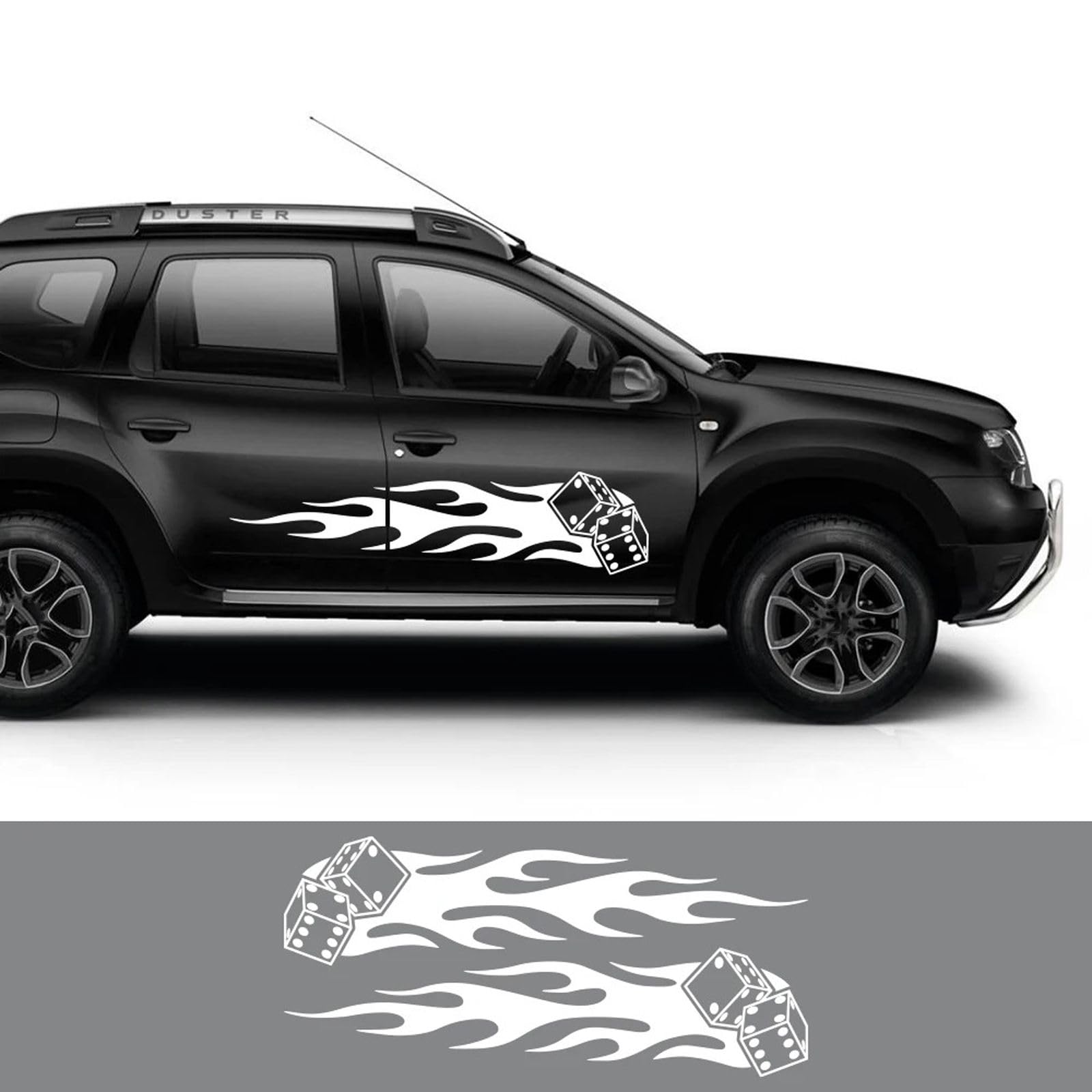 Naklejki boczne samochodu Grafika Flame Dice Sport Stylizacja Folia winylowa Wykończenie Naklejki Auto SUV Zewnętrzne akcesoria tuningowe