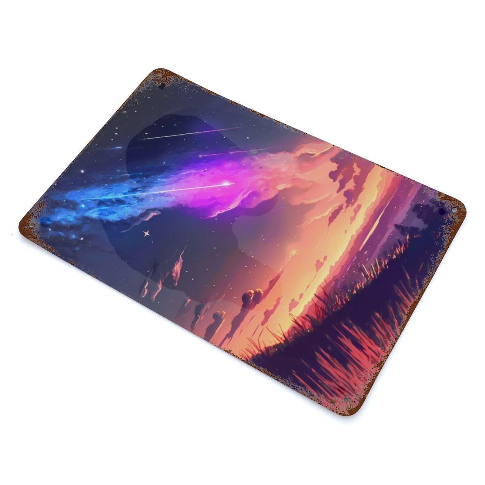 Retro Metal Sign Meteor Showers Twilight 11.8"x7.9", Retro Wall Decor for Living Room, Hallway And Home Decor