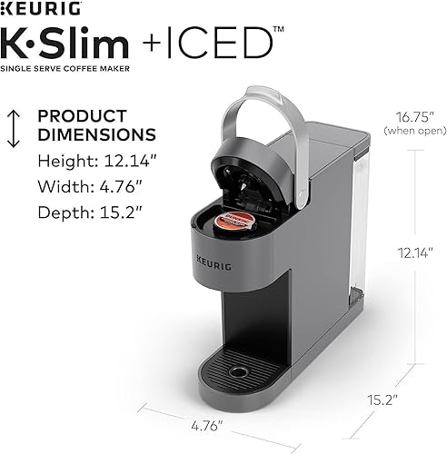 Miniatura 8 de Keurig K-Slim Plus - Cafetera ICED (gris), cafetera helada de una sola porción para el hogar, sistema de preparación rápida, diseño que ahorra