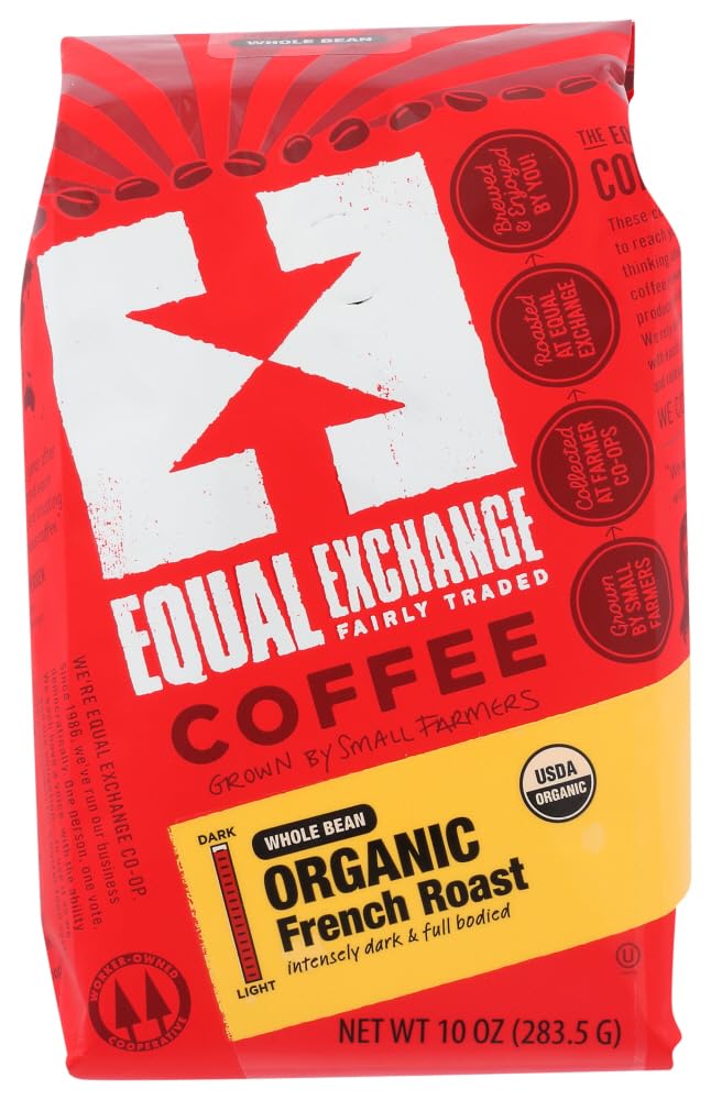 Equal Exchange Organic Coffee, Whole Bean French Roast 10 Oz (Pack of 6)