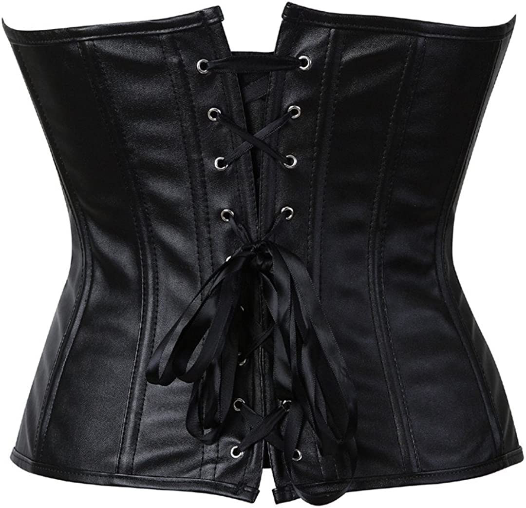 Corsets for Women Faux Leather Corset Top Steampunk Corsets Zipper Bustier Pirate Costume
