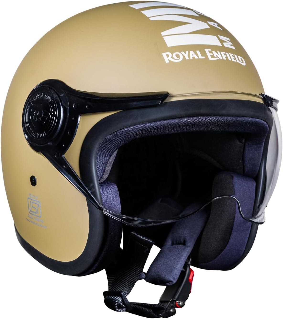 Royal Enfield Open Face MLG Riding Helmet with Clear Visor Matt Desert Storm, Size: M( 57-58Cm) Impact Protection, Excellent Scratch Resistance, Anti-Microbial Fabric