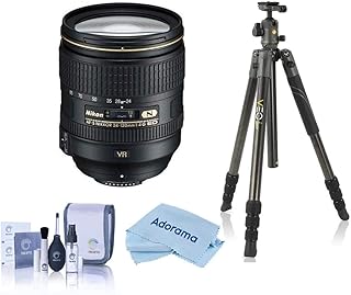 Nikon 24-120mm f/4G ED-IF AF-S NIKKOR VR VibrationReduction NIKKOR Lens - Bundle with VanguardVEO 2 264CB 26mm 4-Sec Carbon Fiber Travel Tripod with BH-50 Ball Head, Cleaning Kit, Cloth
