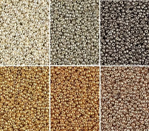 Duracoat Galvanized Metallics Set of 6 Colors, Miyuki Round Rocaille Seed Beads Size 11/0, Each in 2