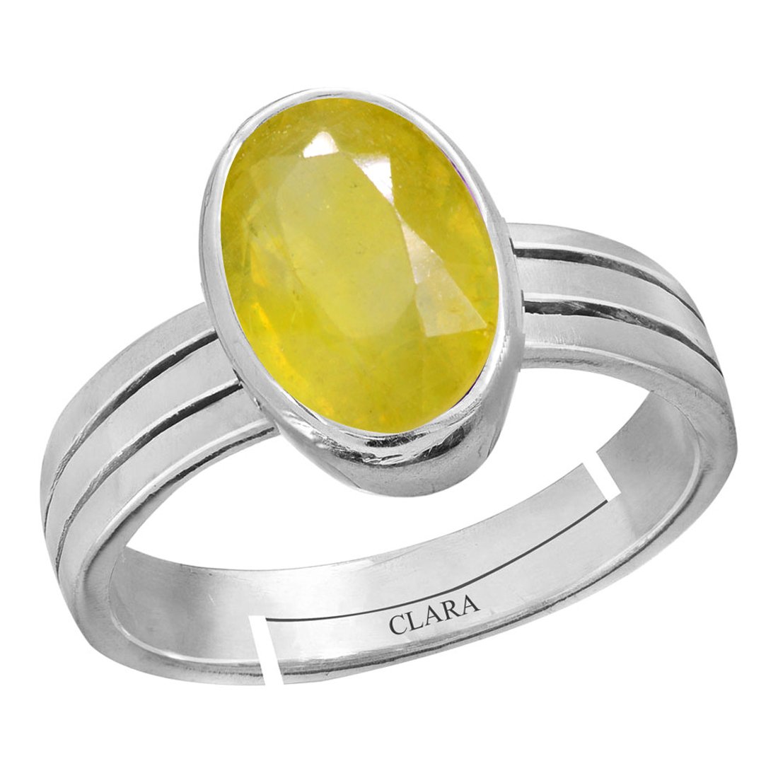 clara Yellow Sapphire Pukhraj 9.3cts or 10.25ratti Stone Silver Adjustable Ring for Men-picture-10