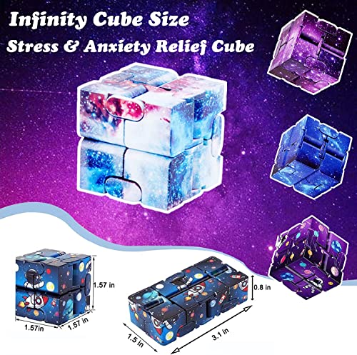 10 Pack Infinity Fidget Cubes, Fidget Toys Stress Anxiety Relief For Adults And Kids, Galaxy And Astronaut Fidget Cube Toy Relaxing Hand-Held, Fidget Blocks. Fidget Packs Cheap,Party Favar For Kids #TOP2