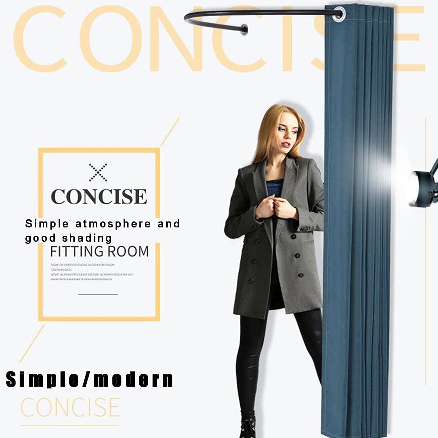 Vestuario Simple Probador Altura 200CM Vestuario en U Vestuario Metálico Vestuario Portátil para Centro Comercial Vestuario Ahorra Espacio
