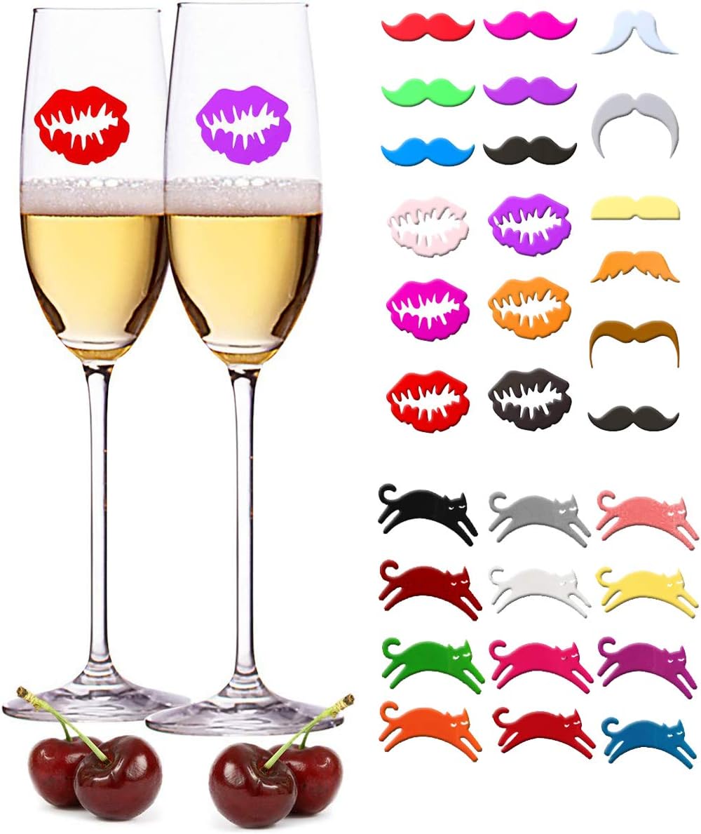 WZT 30 Pieces Silicone Drink Markers Wine Glass Markers Wine Charms Wine Glass