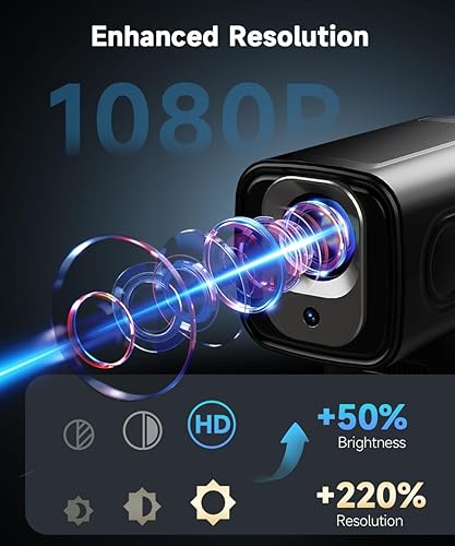 Miniatura 3 de Enfoque automático y 1080PAlwtniet Mini proyector portátil, proyector inteligente de soporte 4K con WiFi y Bluetooth para exteriores, altavoz de 5