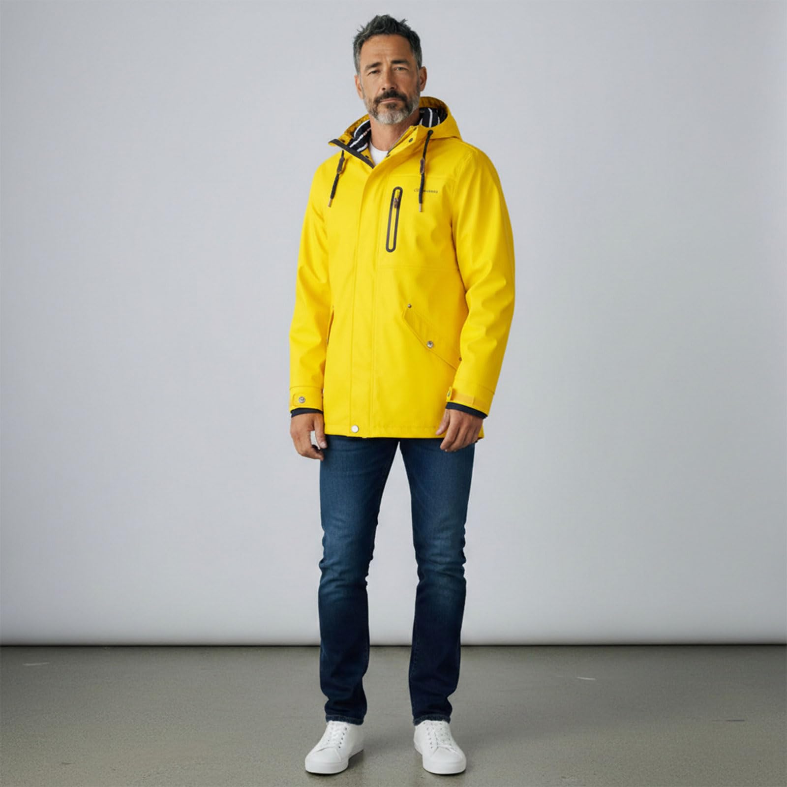 Dry Fashion Herren PU-Parka Lübeck - Regenjacke Herren Wasserdicht Winddicht Reißverschluss Outdoor Jacke Männer in Navy Größe M