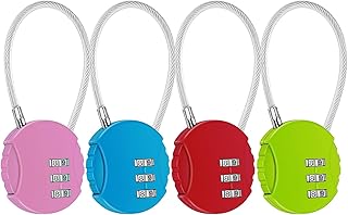 4 PCS Small Combination Cable Padlock, 3 Digit Padlocks with Code, Security Padlocks, Combination Lock for Cabinets, Suitcases