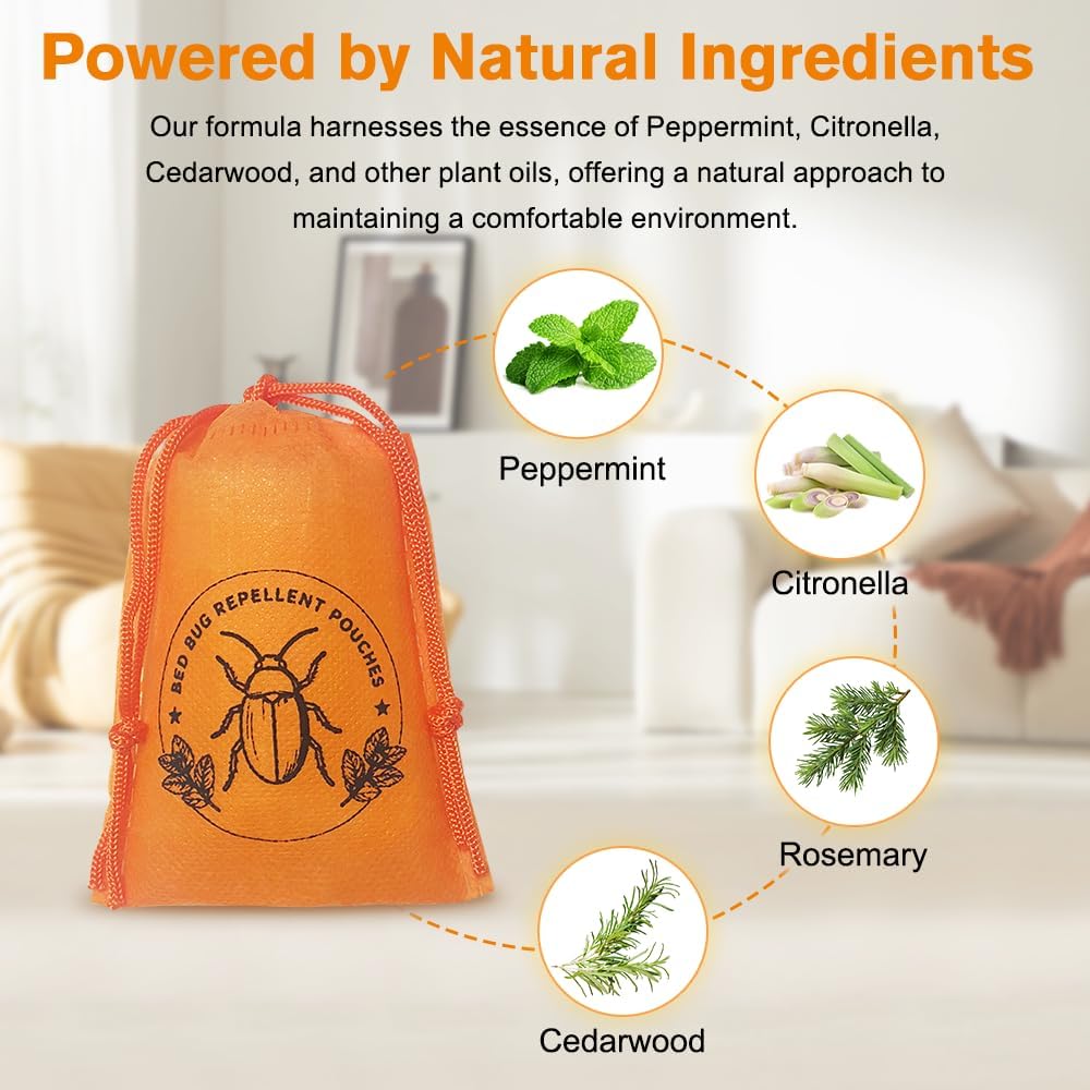 15 Pack Powerful Bed Bug Repellent Pouches, Natural Ingredients Bed Bug Killer & Mite Spray Safe for Pet & Child, Bed Bug Spray for Home, 30 Days Long-Lasting Protection, Easy to Use Bed Bug Bomb