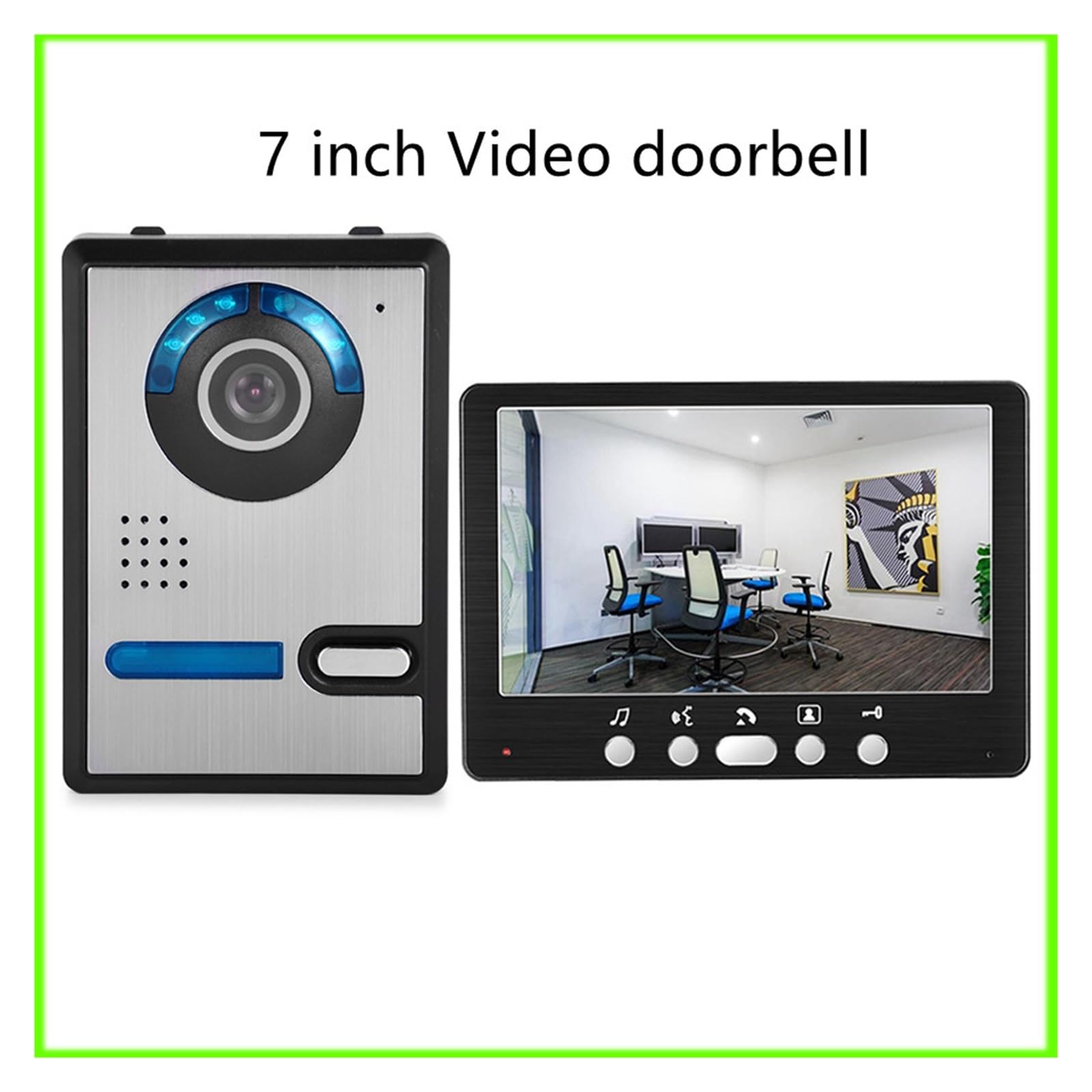Z50 7-calowy ekran dzwonka wideo domofon TFT LCD Przewodowy domowy dom Bezpieczeństwo HD Night Vision Odblokuj dzwonek do drzwi 1 2 Monitor kamery (Color : Only screen, Size : U/K Plug)