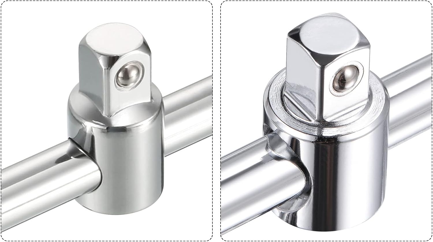 uxcell 1/4" & 3/8" Drive Sliding Wrench Breaker Bar Set of 2 Pcs, Adjustable T-Handle Socket Hand Tool