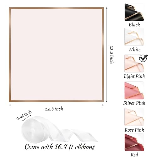 Miniatura 9 de ZORRITA 20 hojas de papel de regalo de ramo de flores, papel de regalo floral impermeable con cintas para suministros de floristería, 22.8 x 22.8