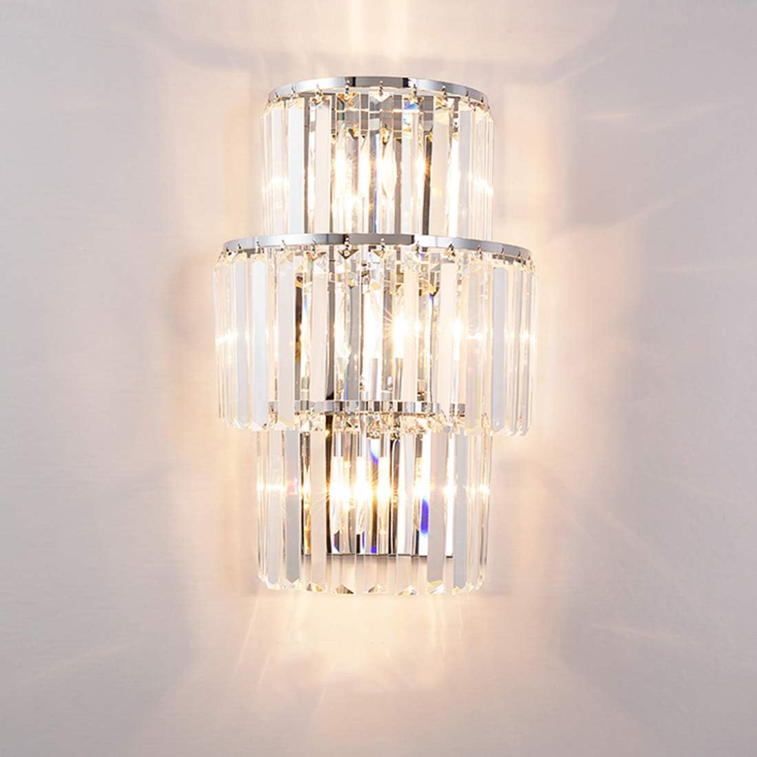 Uр Tо 40% оƒƒ Moooni Crystal Wall Sconces Lighting Night Light for Bedsides Hallway Living Room Farmhouse Chrome L12 x H 16.5 x D 6