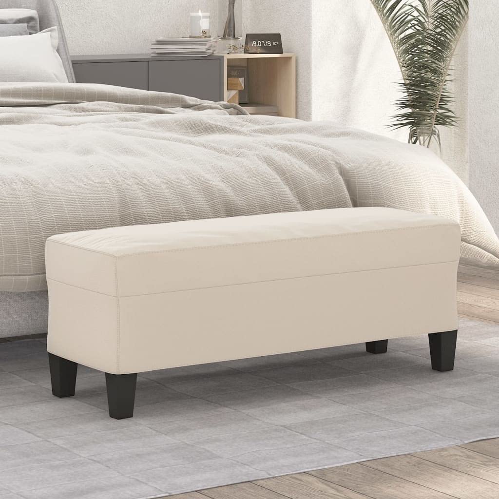 Banc de couloir crème en microfibre pour créer une entrée accueillante et chaleureuse