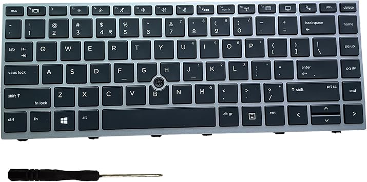 Keyboard for HP EliteBook 840 G5,846 G5,745 G5, Laptop Replacement Keyboard with Backlit,US Layout,with Trackpoint,Black with Silver Frame,L11307-001 6037B0138601