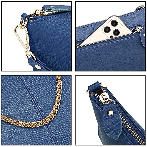 Image of YALUXE Genuine Leather Wristlet Handbags Purses Cell Phone Pocket Clutch Wallet Crossbody Bags for Women