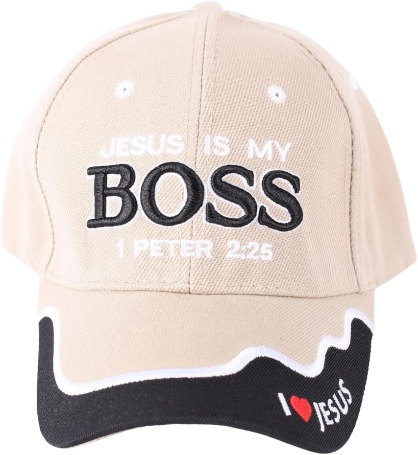 Jesus is My Boss | Christian Hats for Men Womens Baseball Hat | Inspirational Dad Hats One Size Adjustable Velcro Strap Cap