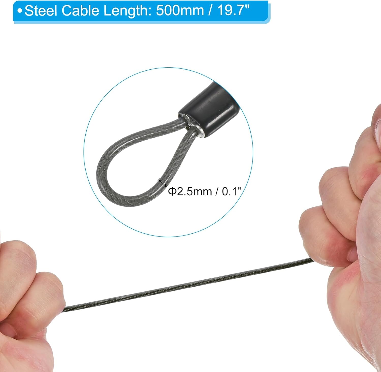 PATIKIL Security Steel Cable with 4 Digit Combination Lock, 1 Set 1.6Ft Coated Safety Wire Rope Double Loop Padlock for Outdoor Travel Luggage, Gun Gray